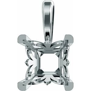 18K Witgoud 6x6 mm Princess V-End Flora Hanger Montuur