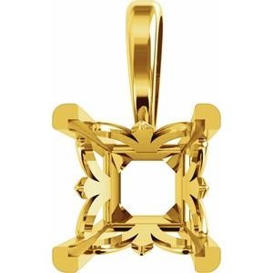 14K Geelgoud 5x5 mm Princess V-End Flora Hanger Montuur