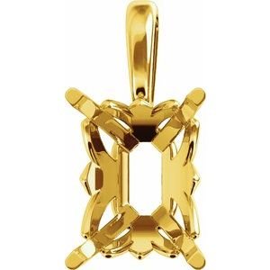 18K Geelgoud 8x6 mm Emerald 4-Prong Hanger Montuur