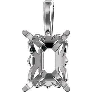18K Witgoud 12x10 mm Emerald 4-Prong Hanger Montuur