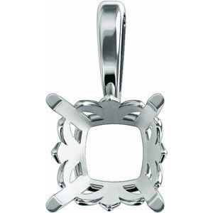18K Witgoud 8x8 mm Cushion 4-Prong Flora Hanger Montuur