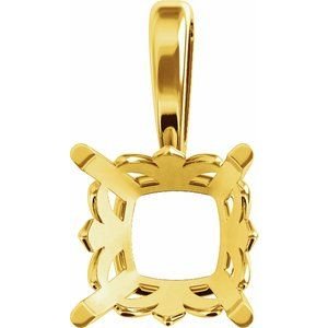 14K Geelgoud 5x5 mm Cushion 4-Prong Flora Hanger Montuur