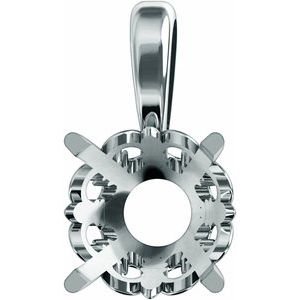 14K Witgoud 6.5 mm Rond 4-Prong Flora Hanger Montuur