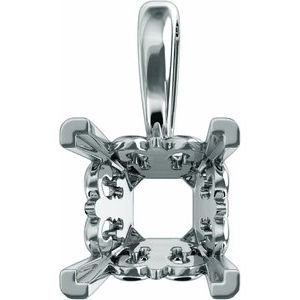 18K Witgoud 9x9 mm Princess 4-Prong Flora Hanger Montuur
