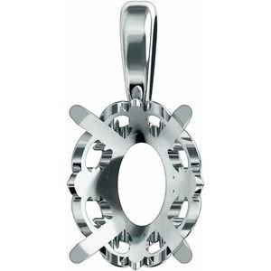 18K Witgoud 9x7 mm Ovaal 4-Prong Flora Hanger Montuur