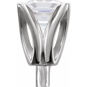 14K Witgoud 6.5 mm Princess 4-Prong Tulp-zetting Zetkop met stift - Afbeelding 3