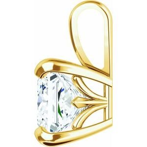 14K Geelgoud 7x7 mm Princess V-End Flora Hanger Montuur - Afbeelding 5