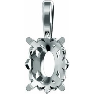 14K Witgoud 7x5 mm Ovaal 4-Prong Hanger Montuur - Afbeelding 2
