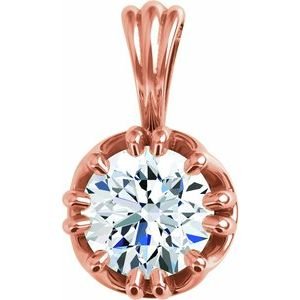 14K Roségoud 7 mm Rond Chaton Hanger Montuur - Afbeelding 3