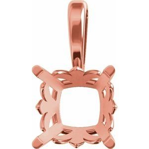 14K Roségoud 10x10 mm Cushion 4-Prong Flora Hanger Montuur