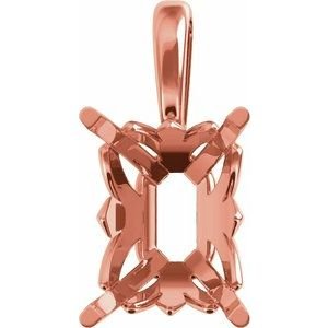 14K Roségoud 7x5 mm Emerald 4-Prong Hanger Montuur