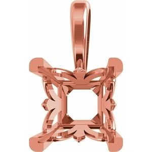 14K Roségoud 7.5x7.5 mm Princess V-End Flora Hanger Montuur