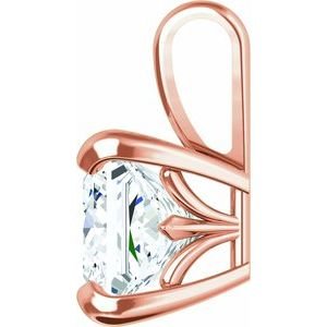 14K Roségoud 7.5x7.5 mm Princess V-End Flora Hanger Montuur - Afbeelding 5