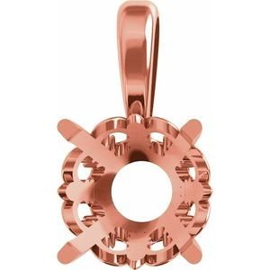 14K Roségoud 8 mm Rond 4-Prong Flora Hanger Montuur