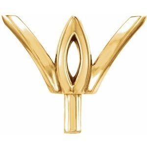 14K Geelgoud 12x6 mm Marquise 4-Prong Tulp-zetting Zetkop met stift