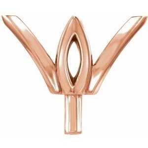 14K Roségoud 12x6 mm Marquise 4-Prong Tulp-zetting Zetkop met stift