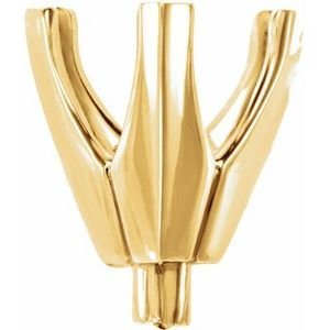 14K Geelgoud 7 mm Trilliant 3 Prong V-End Hoge Zetkop met stift