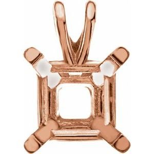 14K Roségoud 10 mm Princess 4-Prong Lichtgewicht Hanger Montuur