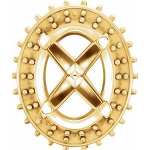 14K Geelgoud 9x7 mm Ovaal 4-Prong Halo-stijl Zetkop met stift