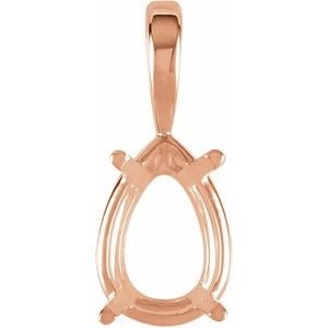 14K Roségoud 6x4 mm Peer Chaton Hanger Montuur