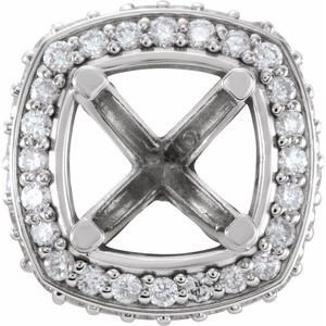 14K Witgoud 5 mm Cushion 1/5 CTW Natuurlijke Diamant Semi-Gezet Zetkop met stift