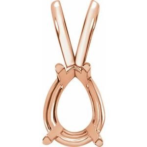 14K Roségoud 10x7 mm Peer 4-Prong Hanger Montuur