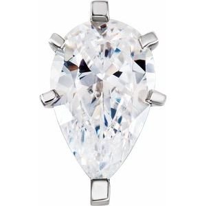 18K Witgoud 12x7.5 mm Peer 6-Prong Hoge Zetkop met stift - Afbeelding 5