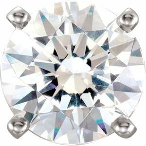 14K Witgoud 11-11.4 mm Rond 4-Prong Hoge Zetkop met stift - Afbeelding 4