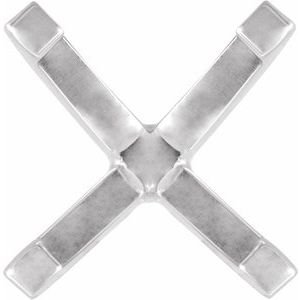 14K Witgoud 11-11.4 mm Rond 4-Prong Hoge Zetkop met stift - Afbeelding 2