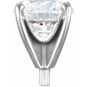 14K Witgoud 11-11.4 mm Rond 4-Prong Hoge Zetkop met stift - Afbeelding 3