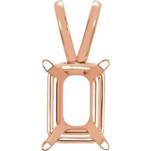 14K Roségoud 7x5 mm  Emerald 4-Prong Hanger Montuur