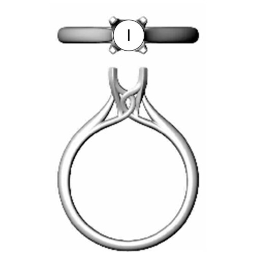 18K Geelgoud 7 mm Rond Verlovings Ring Montuur - Afbeelding 4