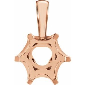 14K Roségoud 6 mm Rond 6-Prong Crown Hanger Montuur