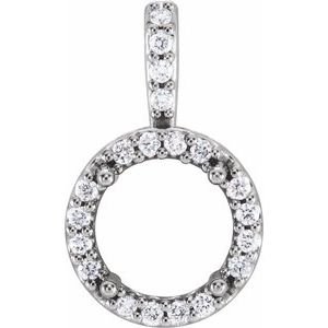 18K Witgoud 8 mm Rond 1/10 CTW Natuurlijke Diamant Semi-Gezet Halo-stijl Hanger