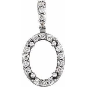 18K Witgoud 9x7 mm Ovaal 1/6 CTW Natuurlijke Diamant Semi-Gezet Halo-stijl Hanger