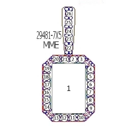 14K Witgoud 7x5 mm Emerald .06 CTW Natuurlijke Diamant Semi-Gezet Halo-stijl Hanger - Afbeelding 4