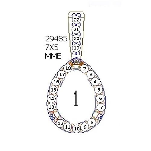 14K Witgoud 7x5 mm Peer Halo-stijl Hanger Montuur - Afbeelding 3