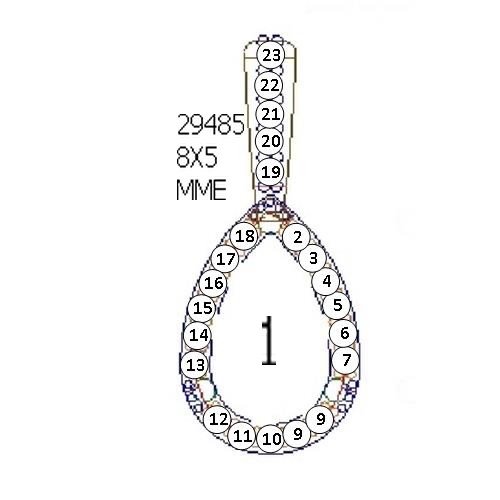14K Witgoud 8x5 mm Peer .06 CTW Natuurlijke Diamant Semi-Gezet Hanger - Afbeelding 3
