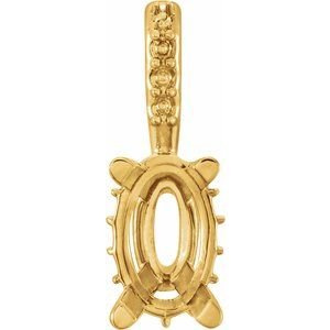 14K Geelgoud 6x4 mm Ovaal 4-Prong met zijstenen Hanger Montuur