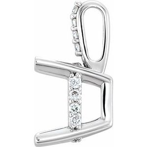 14K Witgoud 6x4 mm Emerald .04 CTW Natuurlijke Diamant Semi-Gezet Hanger - Afbeelding 2