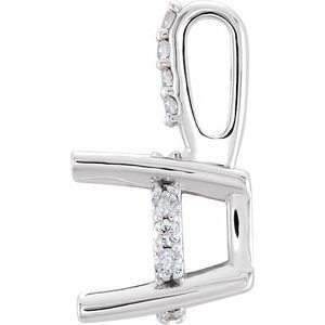 18K Witgoud 8x6 mm Ovaal .04 CTW Natuurlijke Diamant Semi-Gezet Hanger - Afbeelding 2
