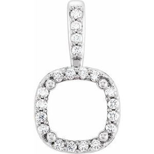 18K Witgoud 7x7 mm Cushion 1/8 CTW Natuurlijke Diamant Semi-Gezet Halo-stijl Hanger