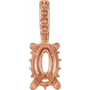 14K Roségoud 10x8 mm Ovaal 4-Prong met zijstenen Hanger Montuur