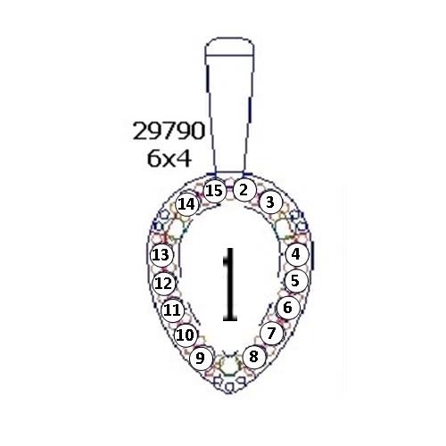 14K Roségoud 6x4 mm Peer 3-Prong Halo-stijl Hanger Montuur - Afbeelding 3