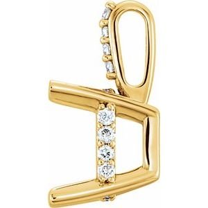 14K Geelgoud 8x6 mm Emerald .05 CTW Natuurlijke Diamant Semi-Gezet Hanger - Afbeelding 2