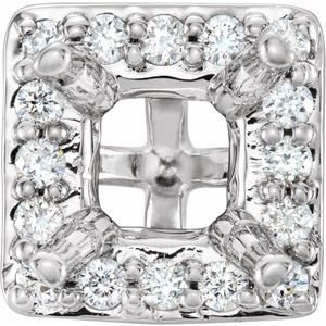 14K Witgoud 5 mm Princess 1/8 CTW Natuurlijke Diamant Semi-Gezet Halo-stijl Zetkop met stift