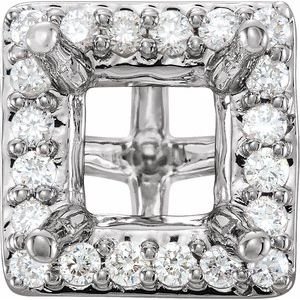 14K Witgoud 5.5 mm Princess 1/5 CTW Natuurlijke Diamant Semi-Gezet Halo-stijl Zetkop met stift