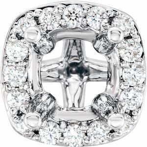 14K Witgoud 5.5 mm Cushion 1/8 CTW Natuurlijke Diamant Semi-Gezet Halo-stijl Zetkop met stift