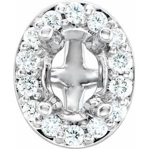 14K Witgoud 7x5 mm Ovaal 1/5 CTW Natuurlijke Diamant Semi-Gezet Halo-stijl Zetkop met stift