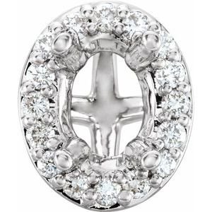 14K Witgoud 8x6 mm Ovaal 1/4 CTW Natuurlijke Diamant Semi-Gezet Halo-stijl Zetkop met stift